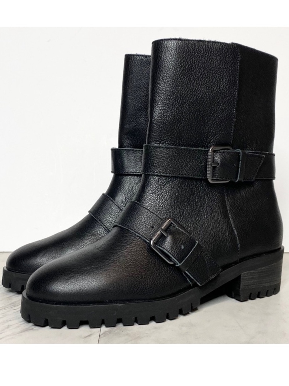 New! Splendid Karlyn Buckle Black Leather Boot 6.5